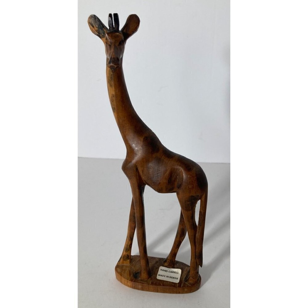 Hand‎ Carved Wood Standing Giraffe 3 x 7" Made in Kenya